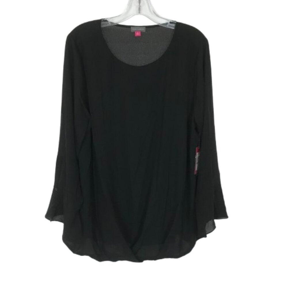 NWT Vince Camuto Womens Plus Size 1X Gathered Front Matte Crepe Blouse Top NEW